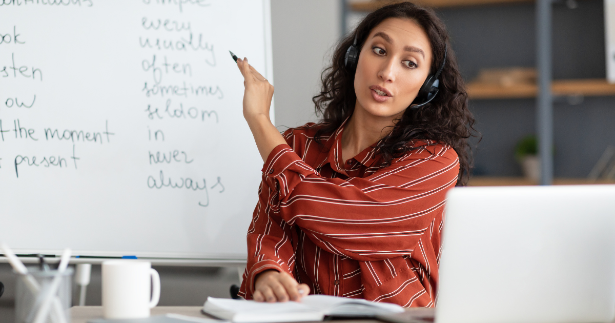 Students in an English language classroom